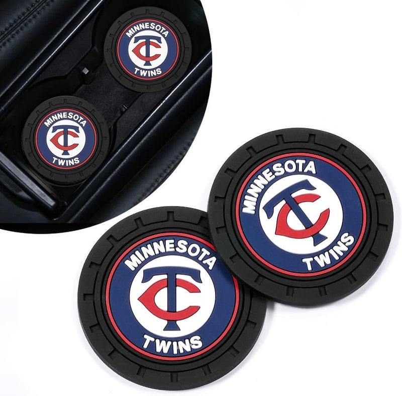 WiiFiive Car Cup Holder Coasters for Minnesota Twins Baseball Fans, Twins Car Coasters for Cup Holder Insert Silicone Non-Slip - Image 1